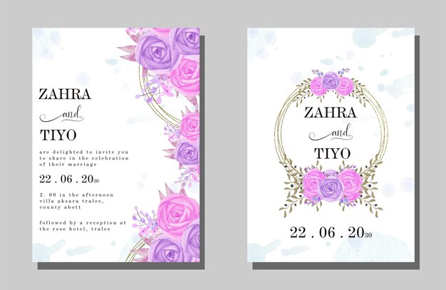 Floral wedding invitation template psd