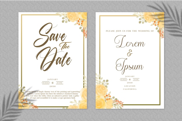 Floral wedding invitation template psd