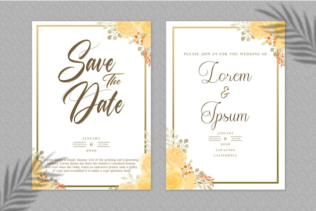  Floral Wedding Invitation Template psd 

