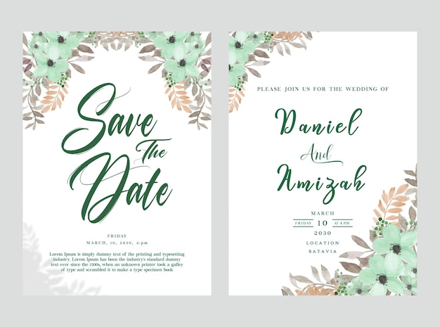 floral wedding invitation template psd