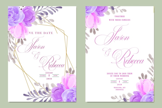 Floral Wedding Invitation Template PSD