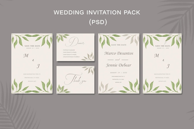 PSD floral wedding invitation template psd