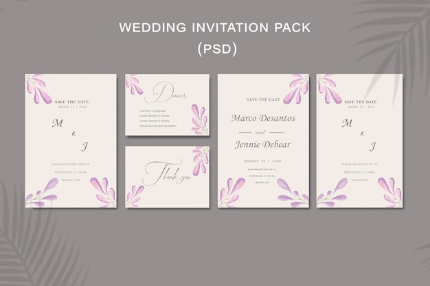 PSD floral wedding invitation template psd