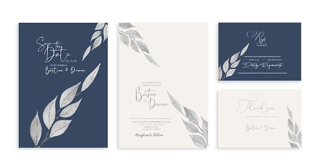 Floral wedding invitation template psd