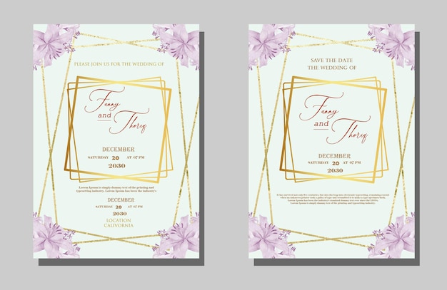 Floral wedding invitation template with pink sakura premium psd