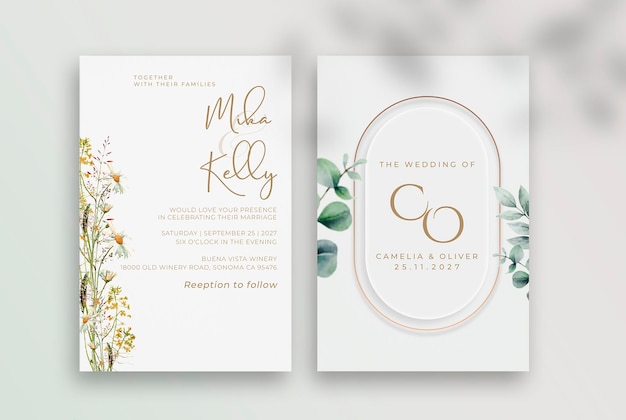 Floral wedding invitation template01