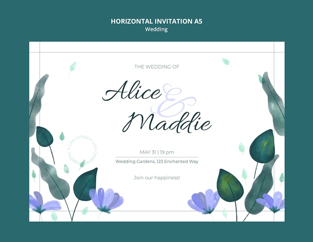 PSD floral wedding invitation template