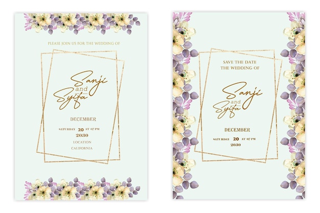 Floral wedding invitation template