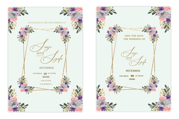 PSD floral wedding invitation template