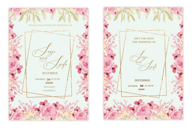 PSD floral wedding invitation template