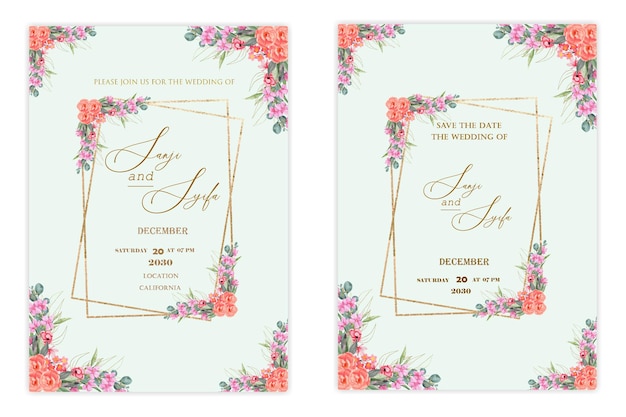 Floral wedding invitation template