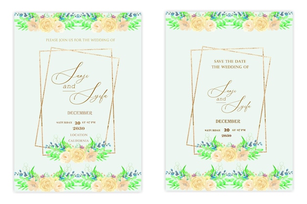 PSD floral wedding invitation template