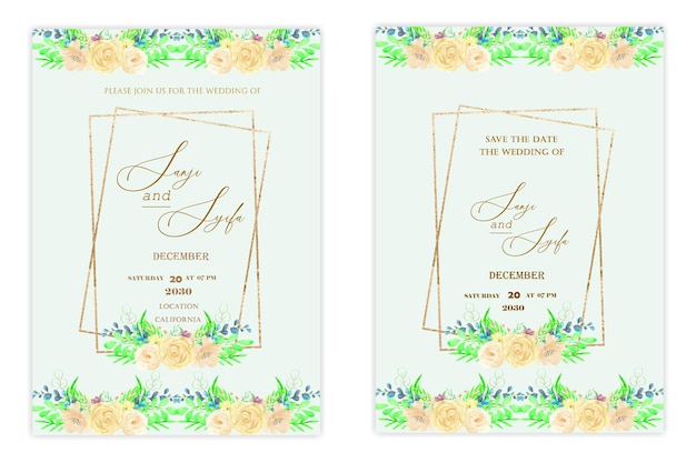 Floral wedding invitation template