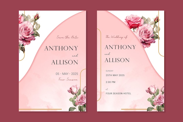 PSD floral wedding invitation template