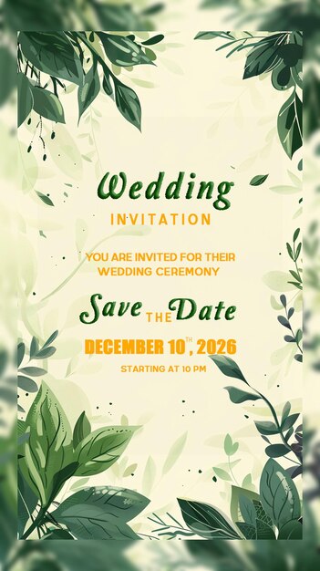 PSD floral wedding and save date invitation greeting card elegant vintage style multipurpose