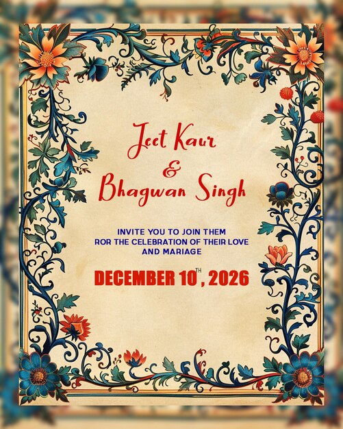 Floral wedding and save date invitation greeting card elegant vintage style multipurpose