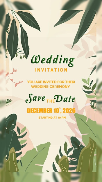 PSD floral wedding and save date invitation greeting card elegant vintage style multipurpose