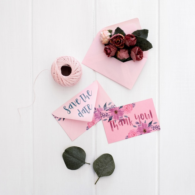 floral wedding stationary invitation mockup watercolor