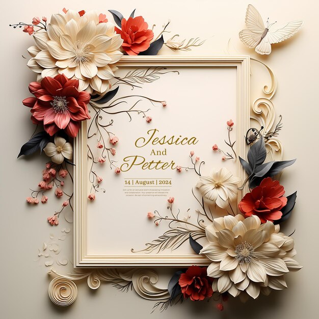 floral weding invitation template design