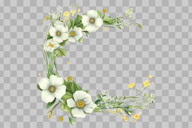 PSD floral wreath with delicate flowers and green leaves generated ai