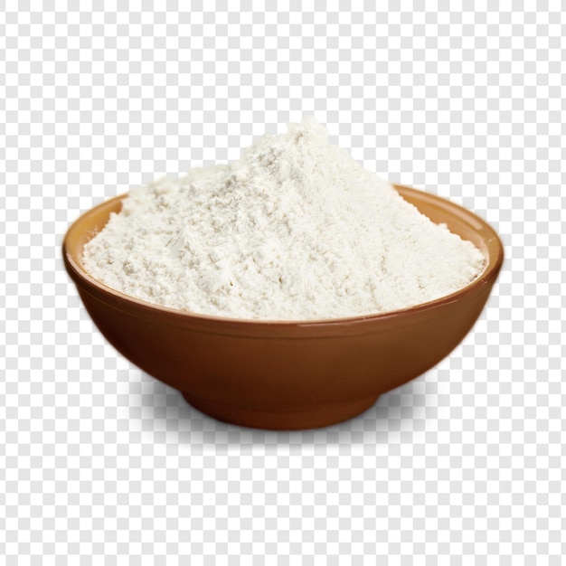 Flour in a Brown Ceramic Bowl