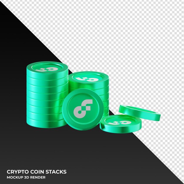 Flow coin stacks cryptocurrency. 3D render illustration 21627802 PNG