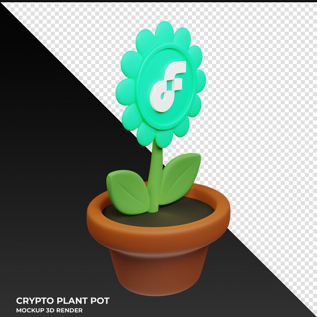 3D-иллюстрация Flow Crypto Plant Pot