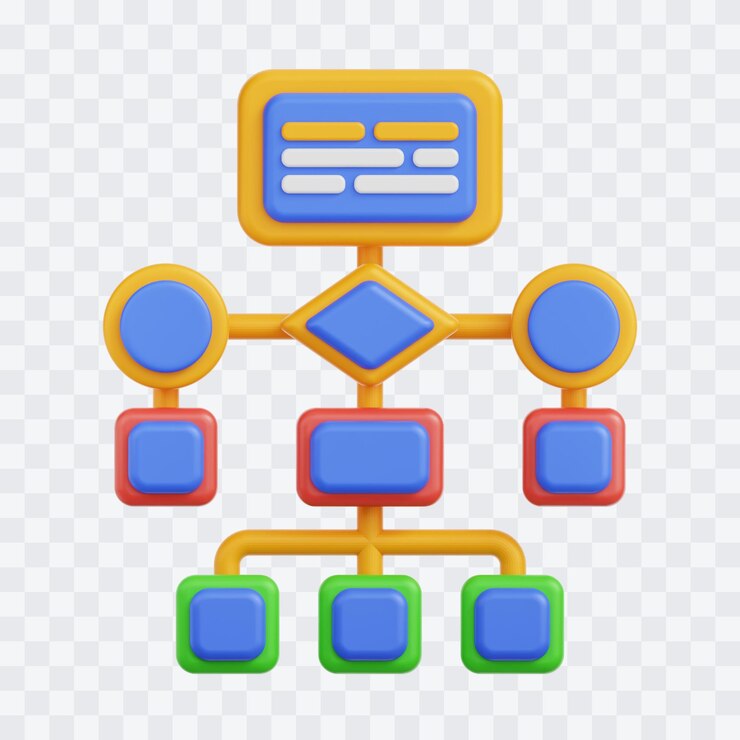 PSD flowchart 3d illustration