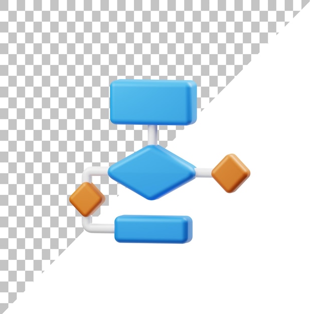 Flowchart 3D Rendering Illustration