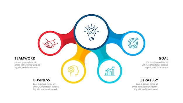 flowchart infographic template with 4 steps or options business template for presentation