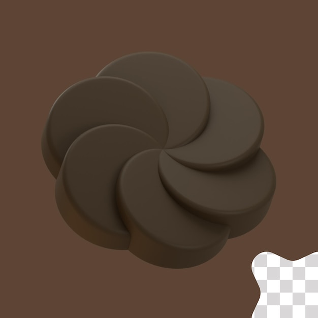 PSD flower 3d abstract shape in dark chocolate color