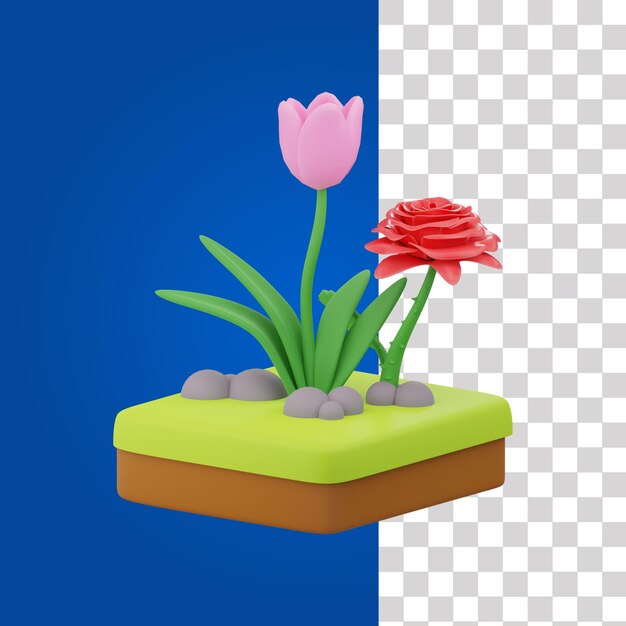 PSD flower 3d icon 1