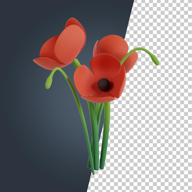 PSD flower 3d render clipart image