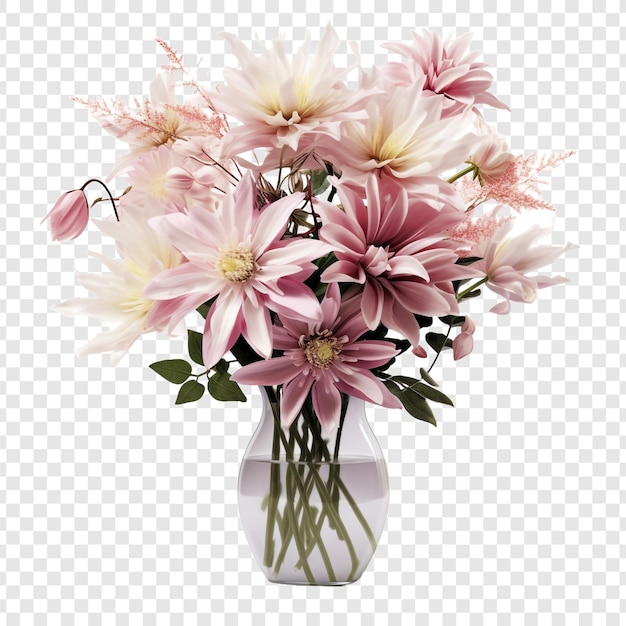 Flower arrangement in a vase isolated on transparent background