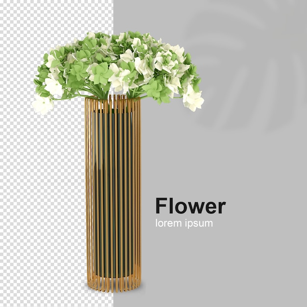 Flower basket in 3d rendering