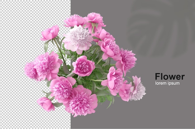 Flower basket in 3d rendering