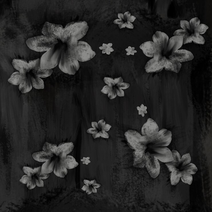 PSD flower black brush style