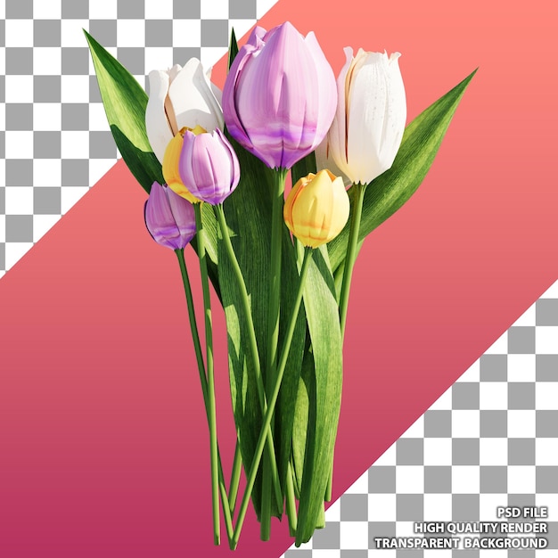 PSD flower bouquet 3d illustration