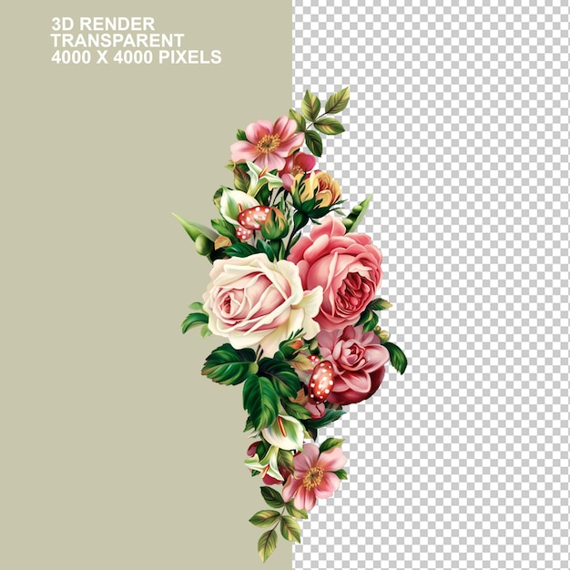 Flower bouquet graphy Vintage floral botanical pull Free pink red and white rose flower arrange