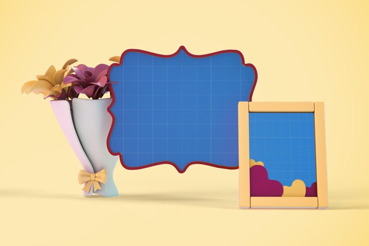 PSD flower bouquet mockup