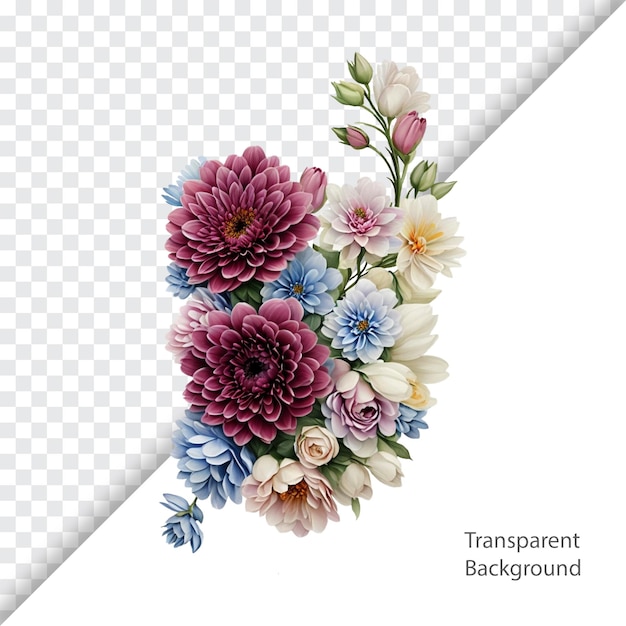 PSD sfondo trasparente bouquet di fiori