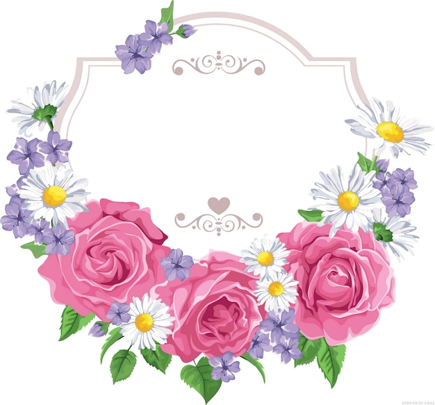 PSD flower cartoon greeting card flower border border frame flower arranging png