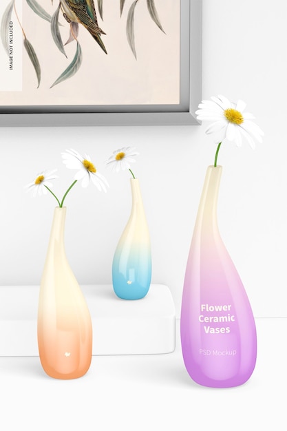 Flower ceramic vases mockup