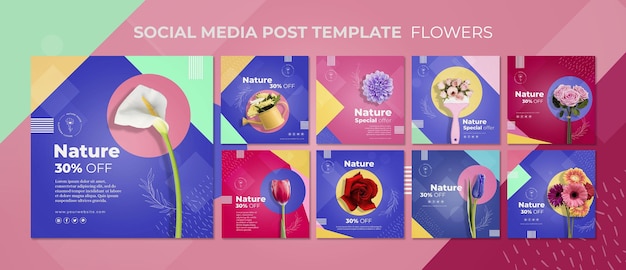 Flower concept social media post template