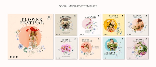 Flower festival social media post template