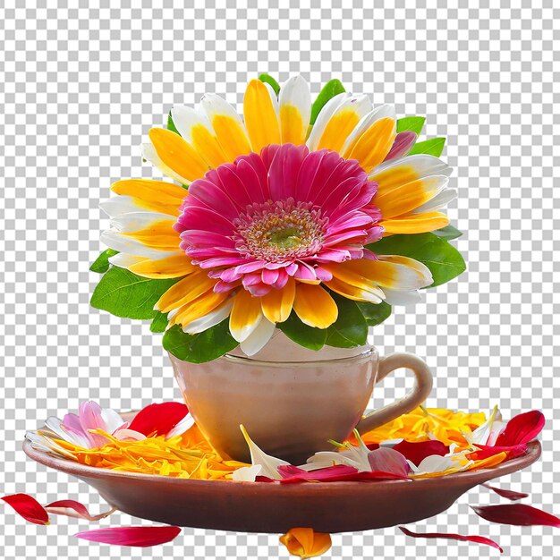 Flower from petals and pot saucer