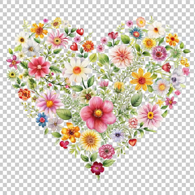 PSD flower heart on transparent background