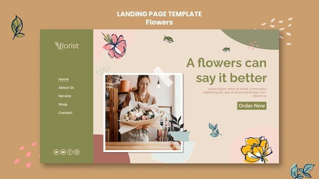 PSD flower landing page template design