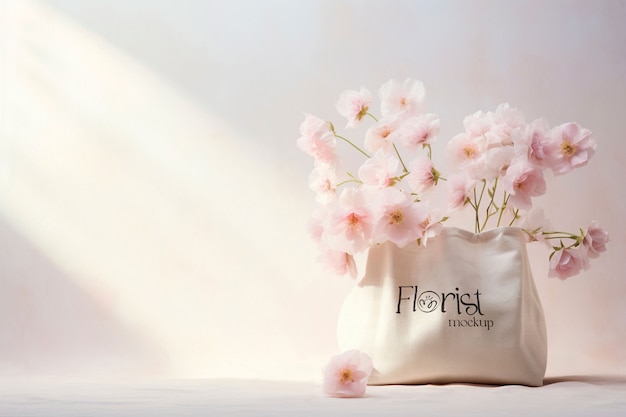 PSD flower market bag mockup