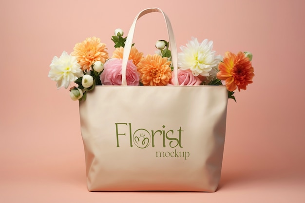 PSD 꽃 시장 가방 모형
